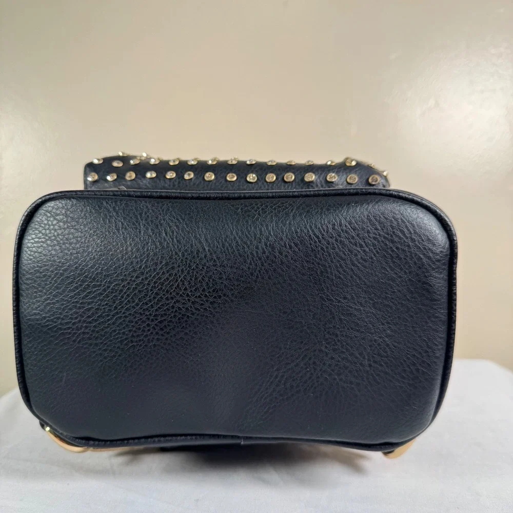 NWOT Bebe Black Rhinestone Studded Mini Backpack‎ Y2K Glam Vegan Leather Bag